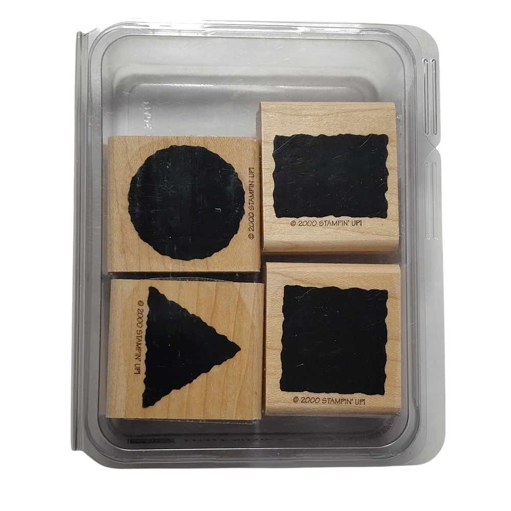 Stampin Up Little Shapes Wood Mount Stamps 4 Pieces 2000 Retired Vintage